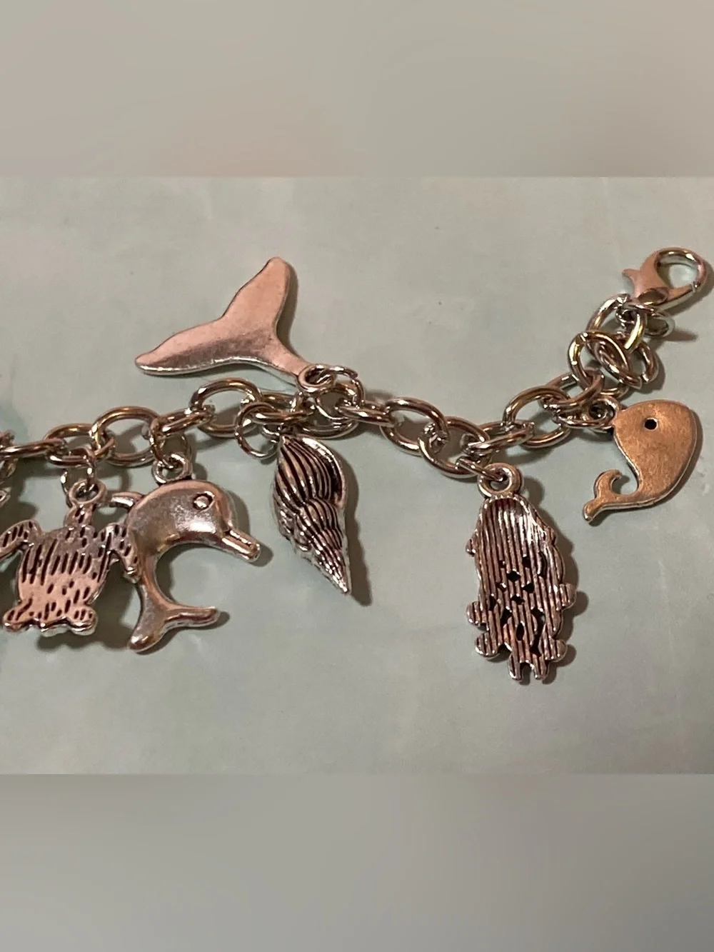 Sterling Silver-Tone Ocean Charm Bracelet in Silver